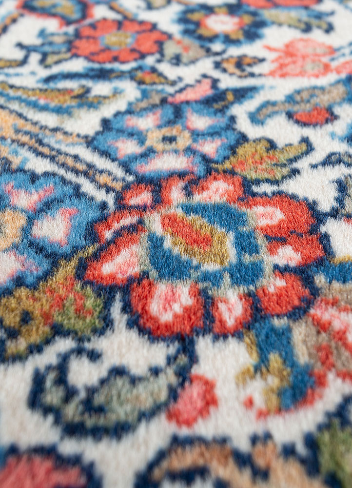 aalam blue wool hand knotted Rug - CloseUp
