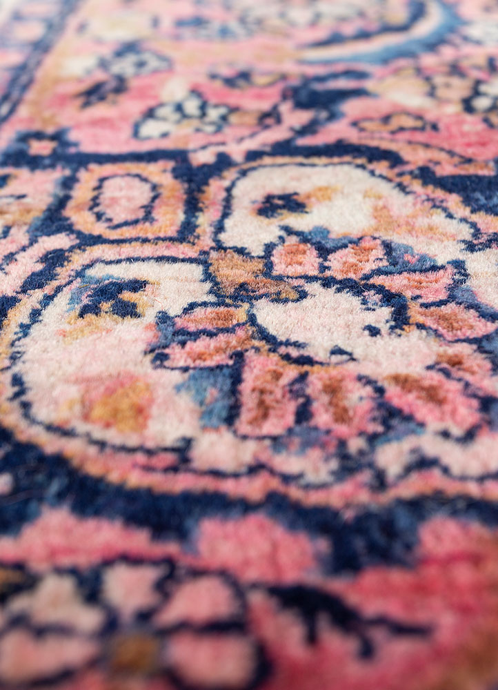 aalam blue wool hand knotted Rug - CloseUp