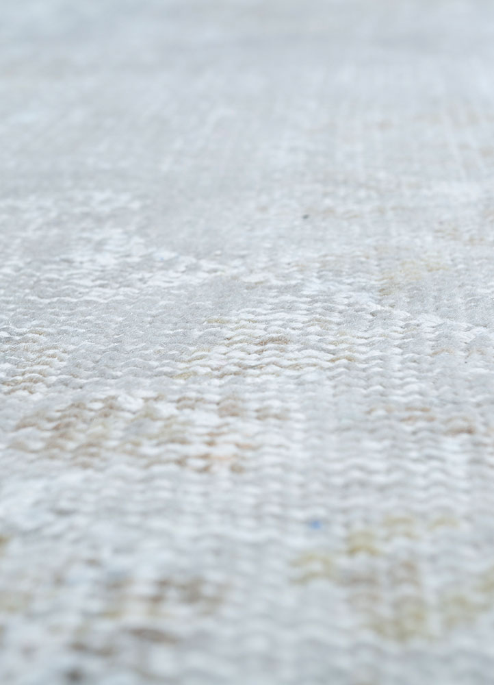 vintage grey and black wool hand knotted Rug - CloseUp