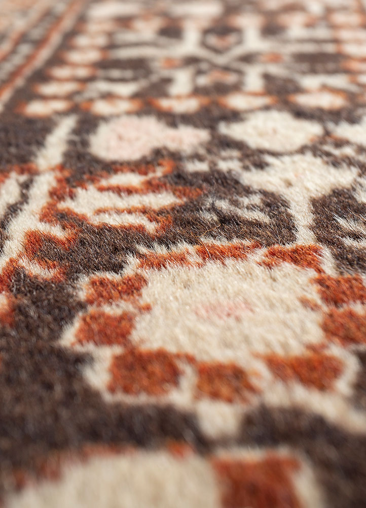 aalam red and orange wool hand knotted Rug - CloseUp