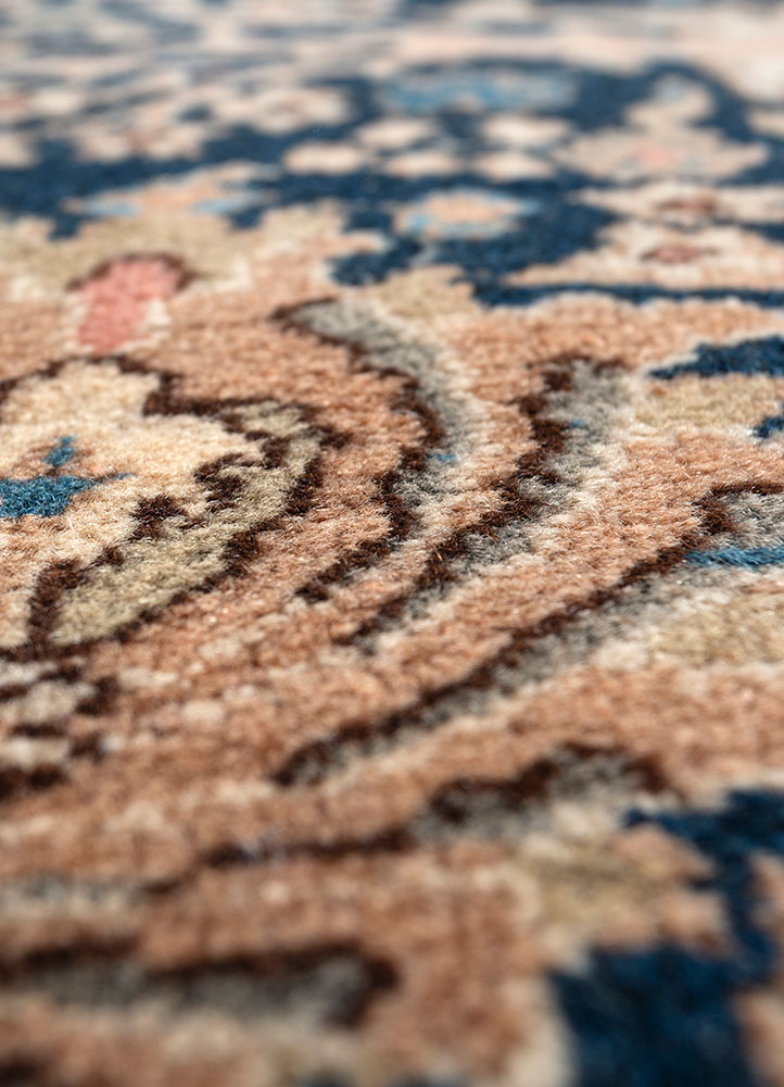 aalam beige and brown wool hand knotted Rug - CloseUp