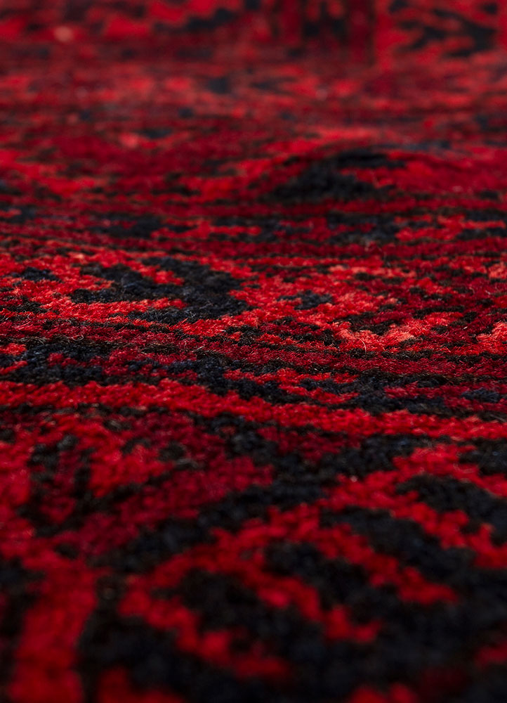 kiaan red and orange wool hand knotted Rug - CloseUp