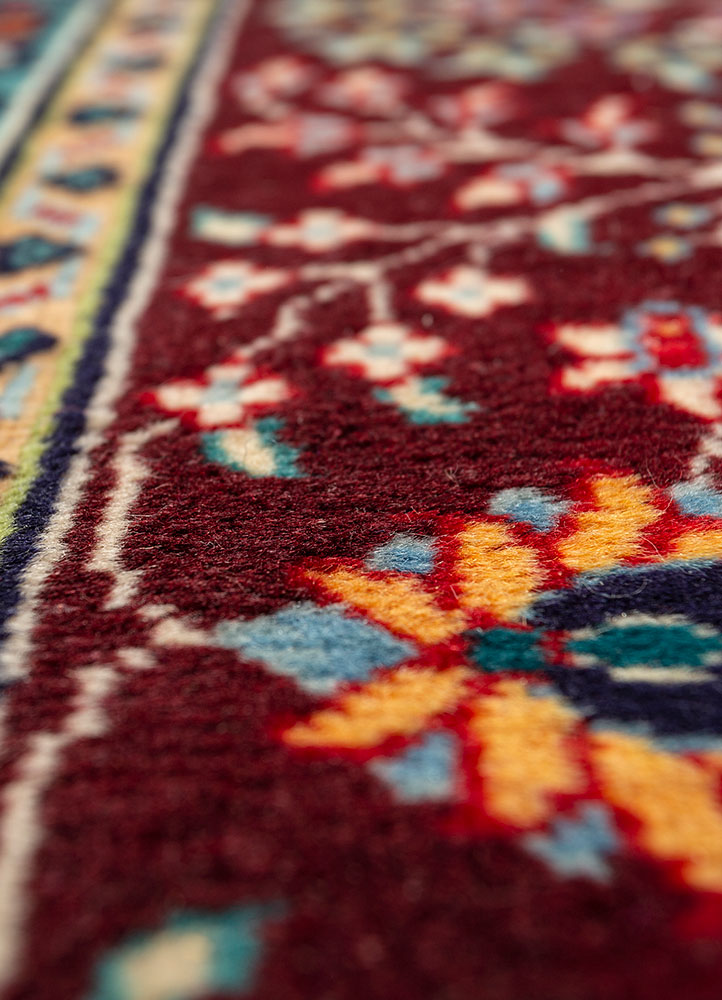 aalam blue wool hand knotted Rug - CloseUp