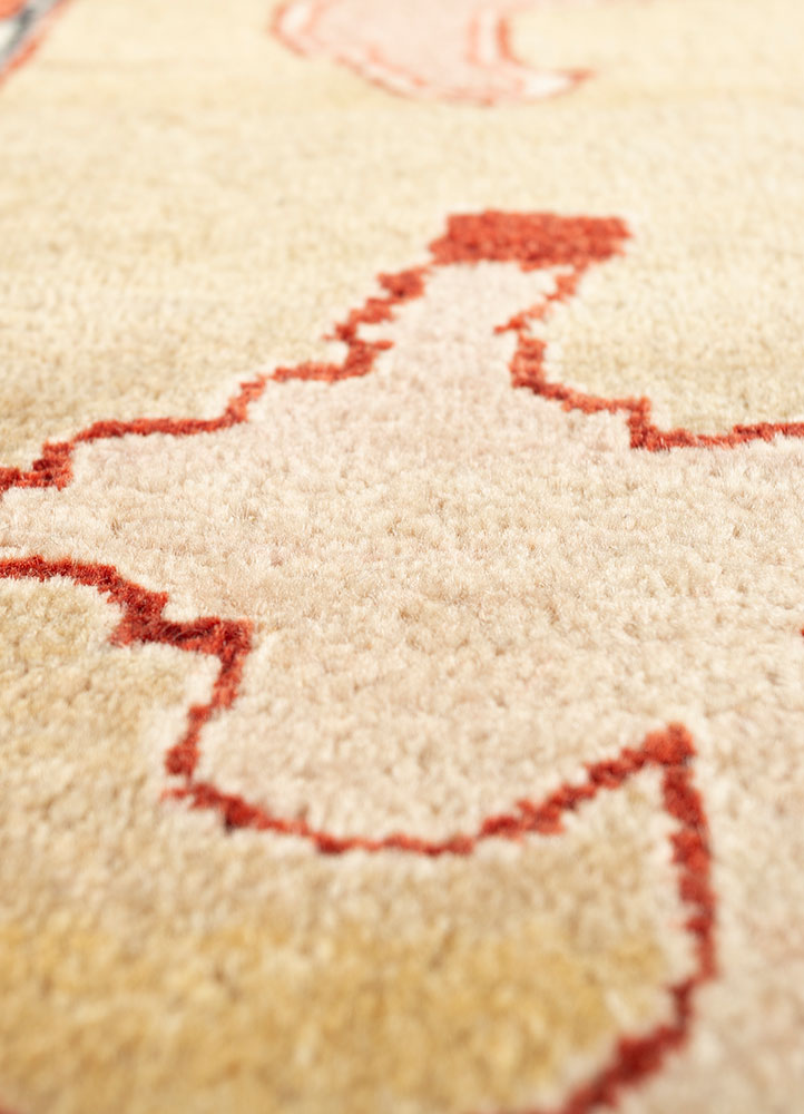 cyanna gold wool hand knotted Rug - CloseUp