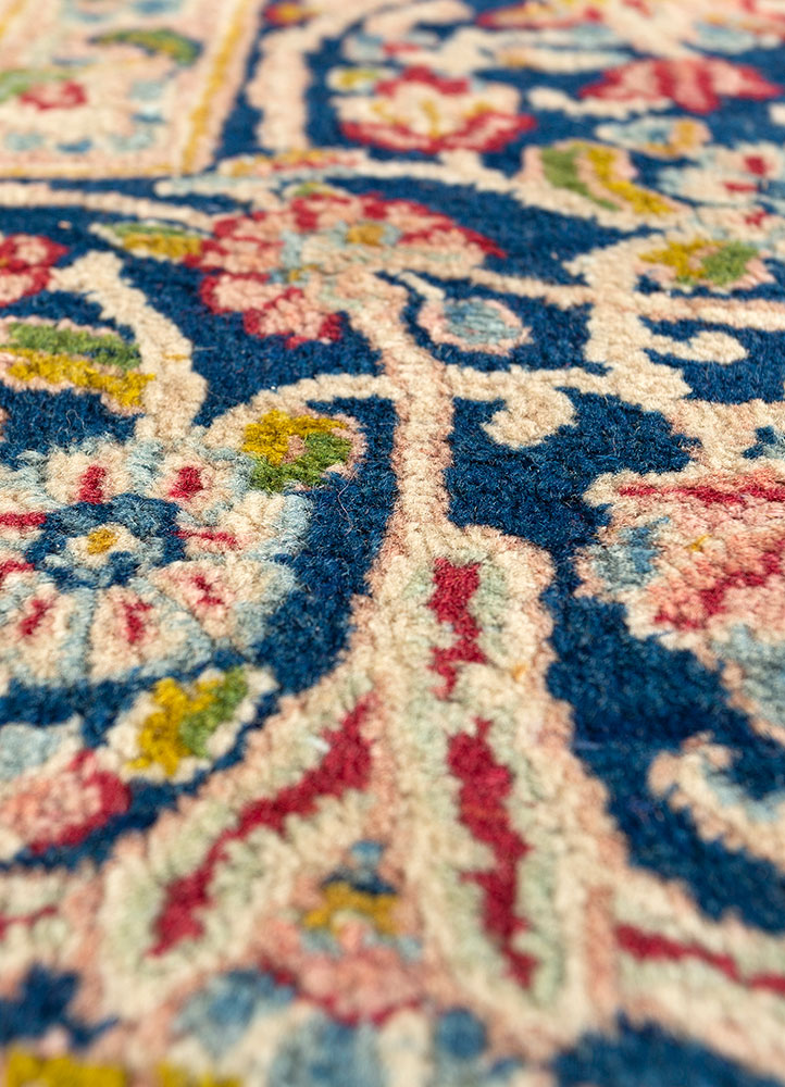 aalam red and orange wool hand knotted Rug - CloseUp