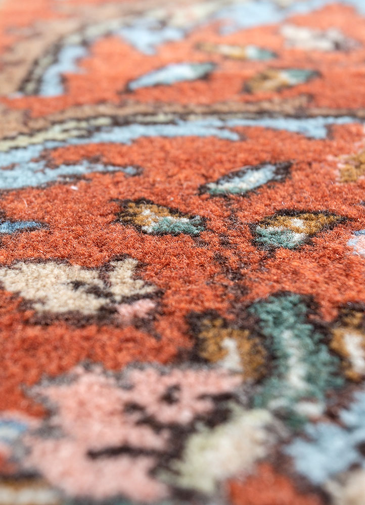 aalam blue wool hand knotted Rug - CloseUp