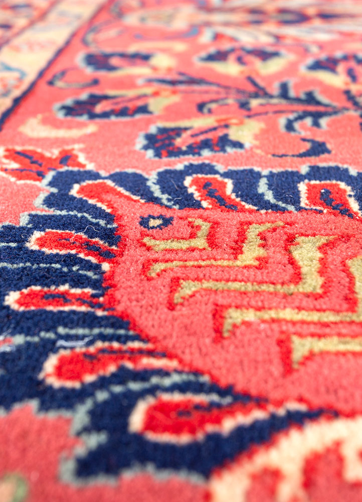 aalam blue wool hand knotted Rug - CloseUp