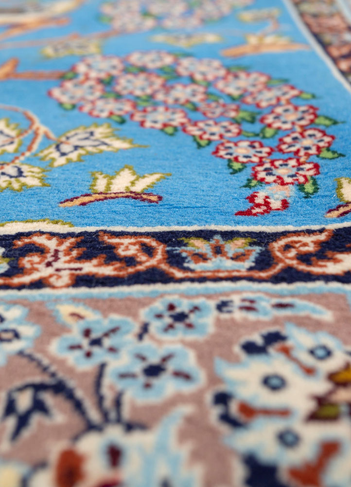 gulmarg blue wool hand knotted Rug - CloseUp