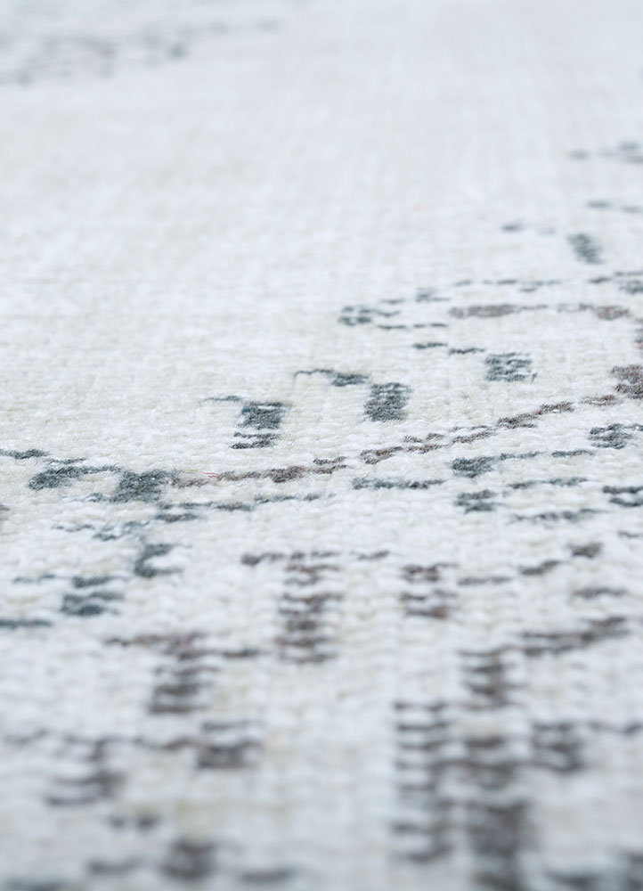vintage grey and black wool hand knotted Rug - CloseUp