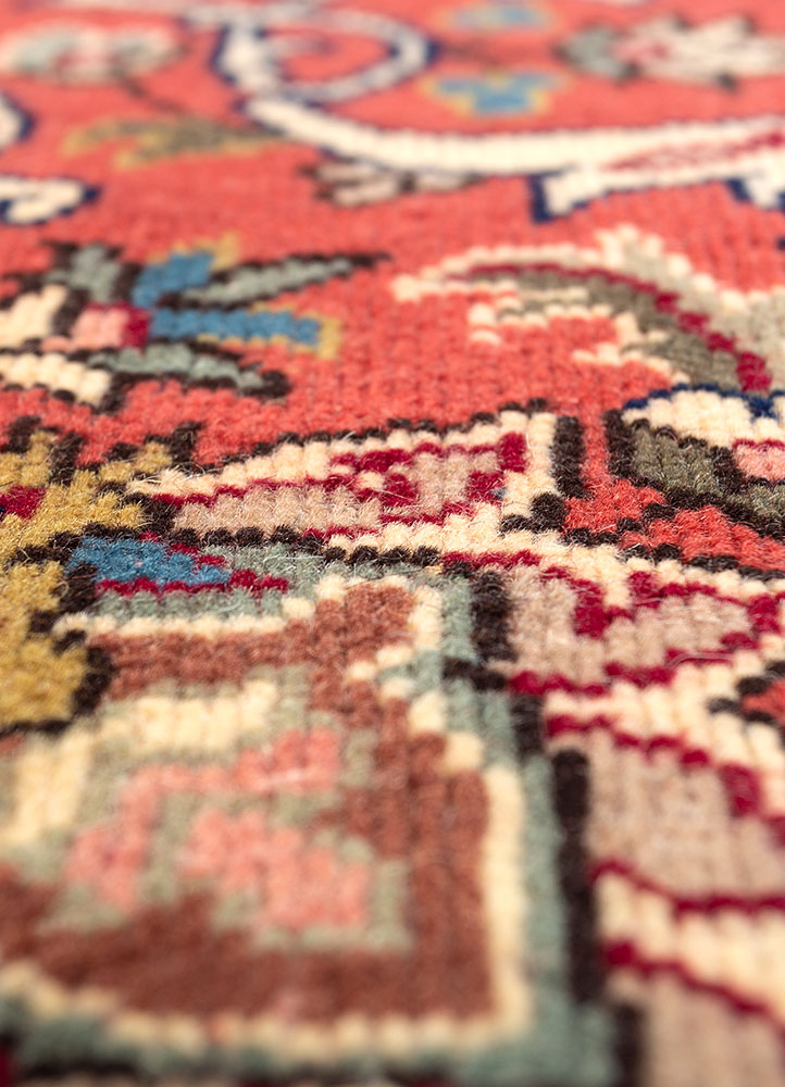 aalam blue wool hand knotted Rug - CloseUp