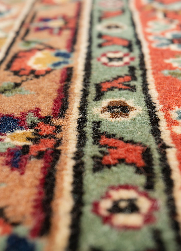 aalam blue wool hand knotted Rug - CloseUp