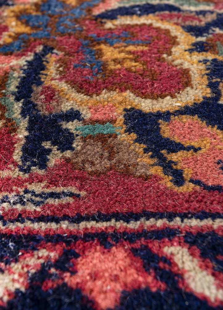 aalam blue wool hand knotted Rug - CloseUp