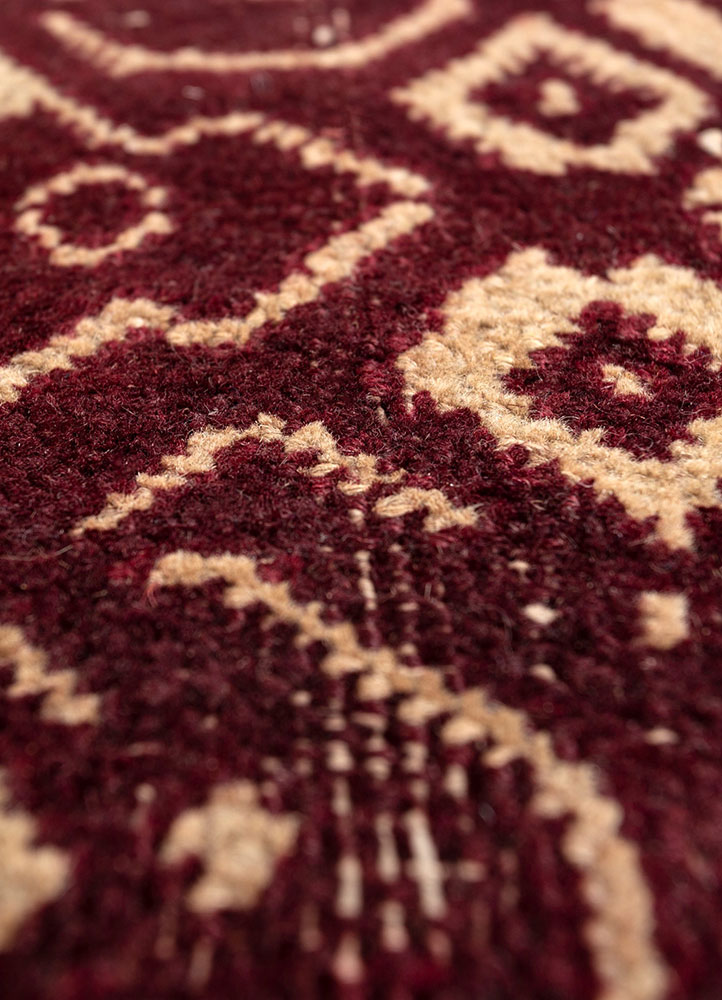 kiaan red and orange wool hand knotted Rug - CloseUp