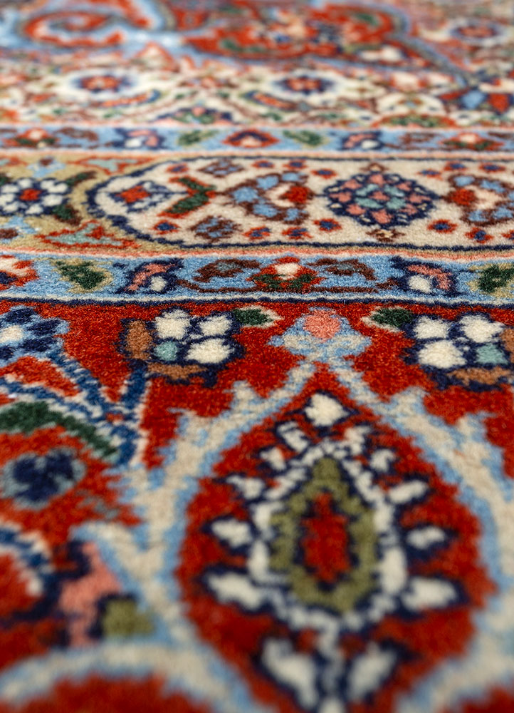aalam green wool hand knotted Rug - CloseUp