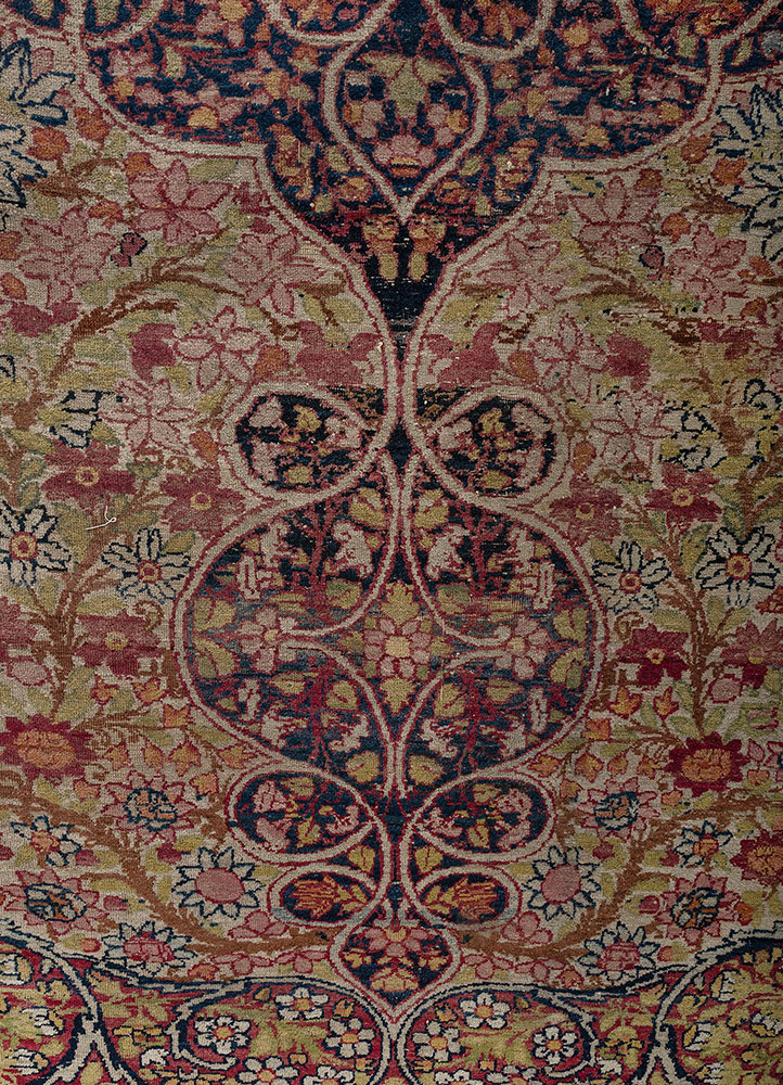 aalam green wool hand knotted Rug - CloseUp