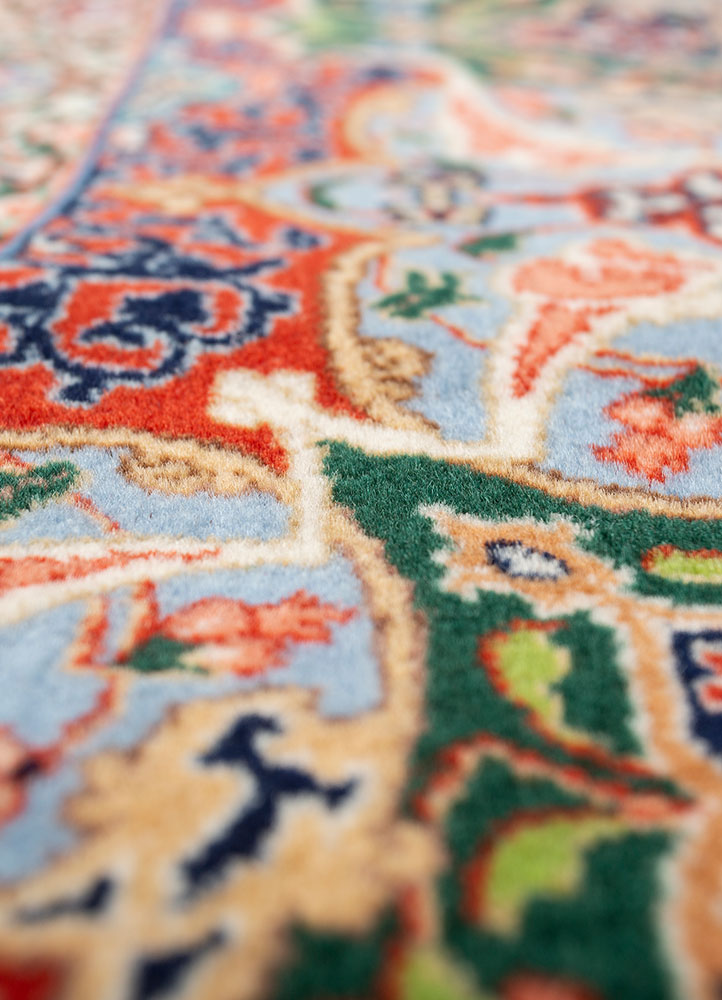 aalam blue wool hand knotted Rug - CloseUp