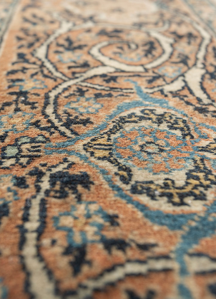 aalam beige and brown wool hand knotted Rug - CloseUp
