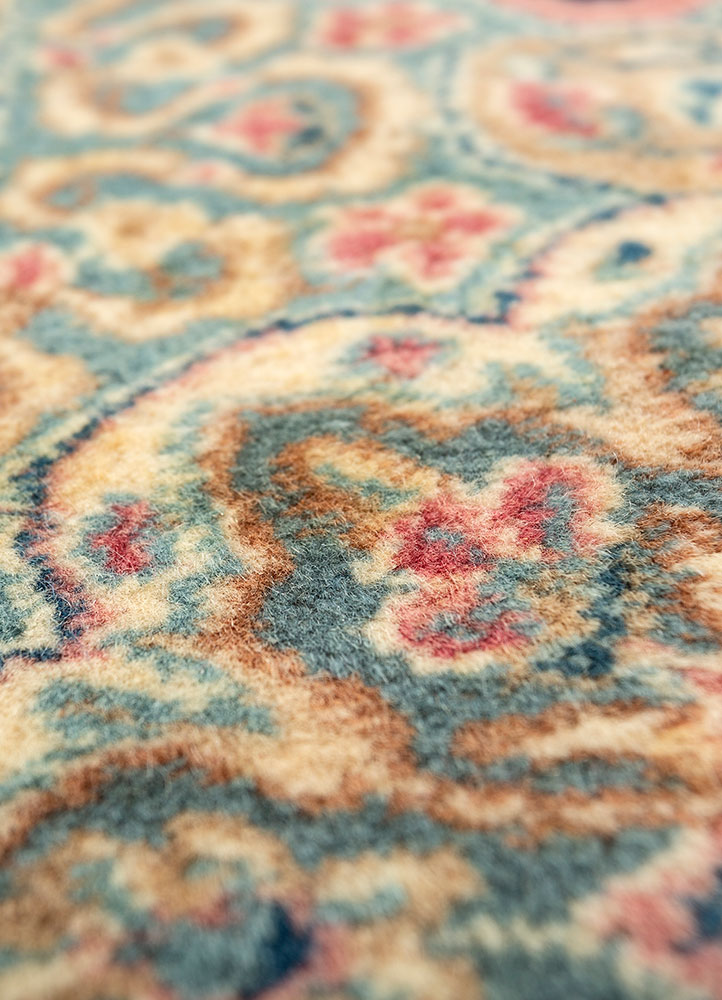 aalam pink and purple wool hand knotted Rug - CloseUp