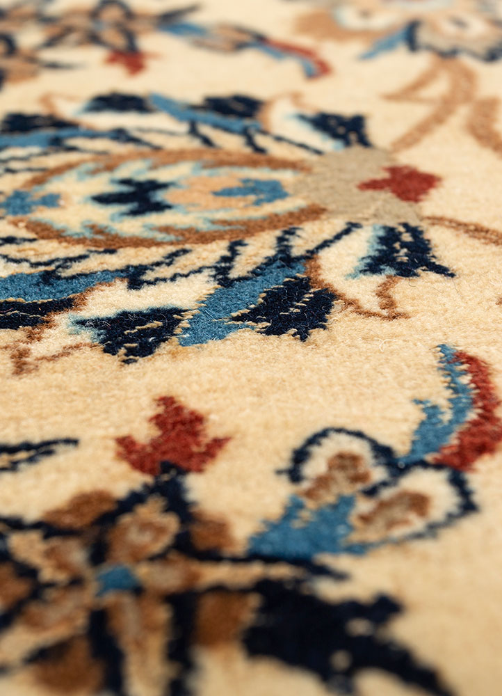 aalam blue wool hand knotted Rug - CloseUp