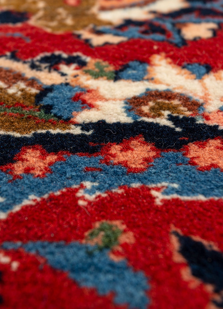 aalam blue wool hand knotted Rug - CloseUp