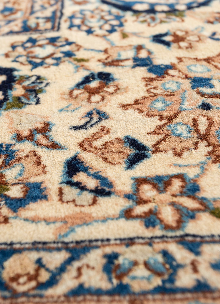 aalam beige and brown wool hand knotted Rug - CloseUp