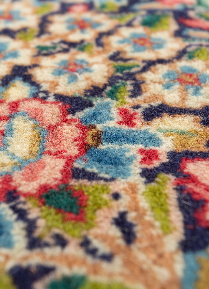 aalam blue wool hand knotted Rug - CloseUp