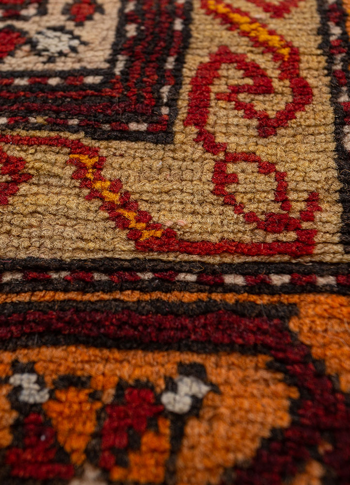 kiaan red and orange wool hand knotted Rug - CloseUp