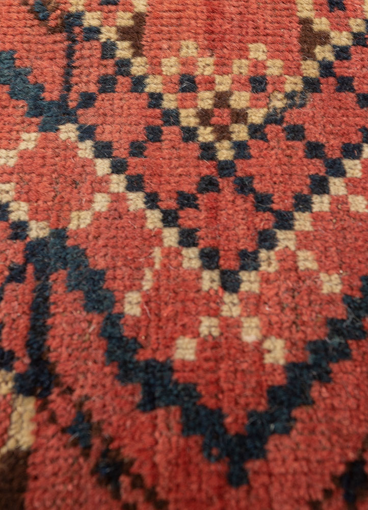 kiaan red and orange wool hand knotted Rug - CloseUp