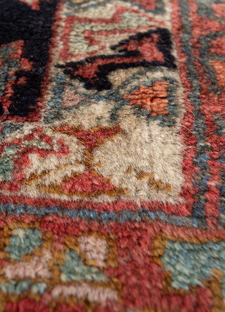 kiaan blue wool hand knotted Rug - CloseUp