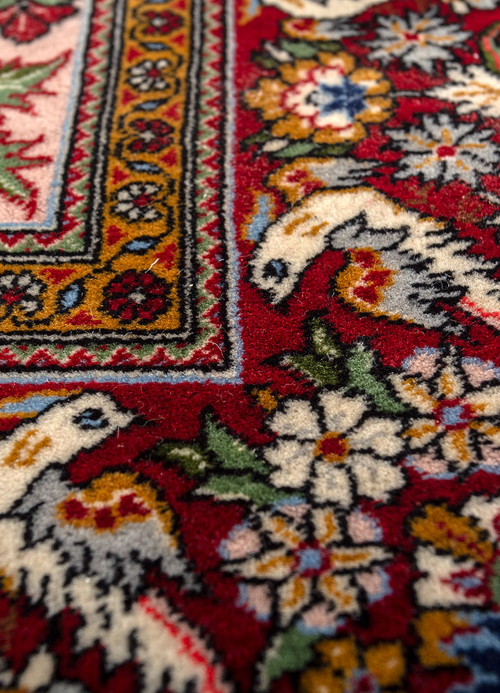 aalam blue wool hand knotted Rug - CloseUp