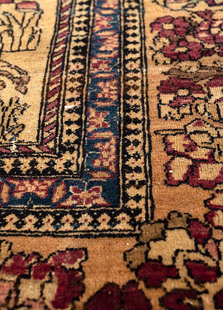 aalam green wool hand knotted Rug - CloseUp