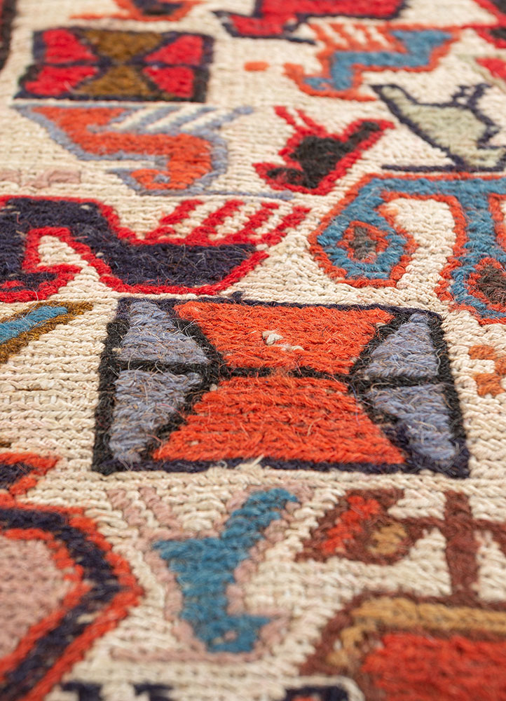 kiaan red and orange wool and silk hand knotted Rug - CloseUp