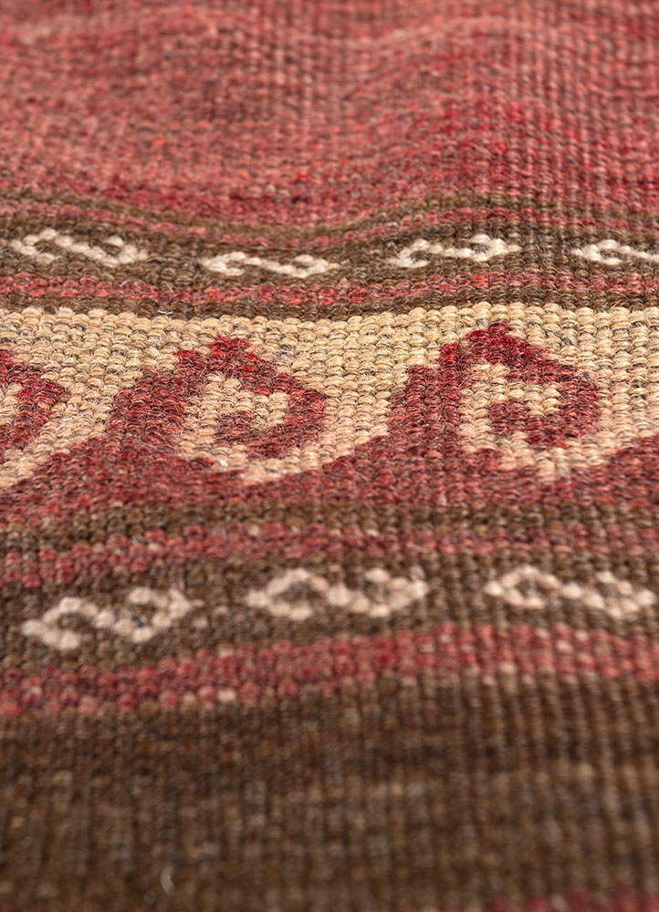 nayaab red and orange wool flat weaves Rug - CloseUp