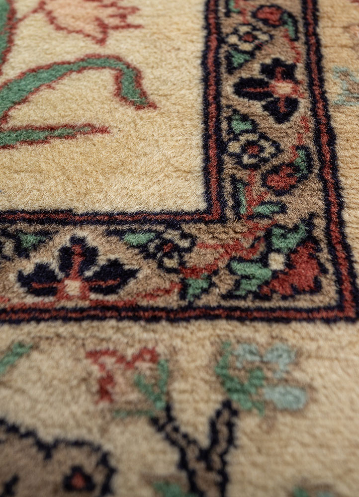 aalam beige and brown wool hand knotted Rug - CloseUp