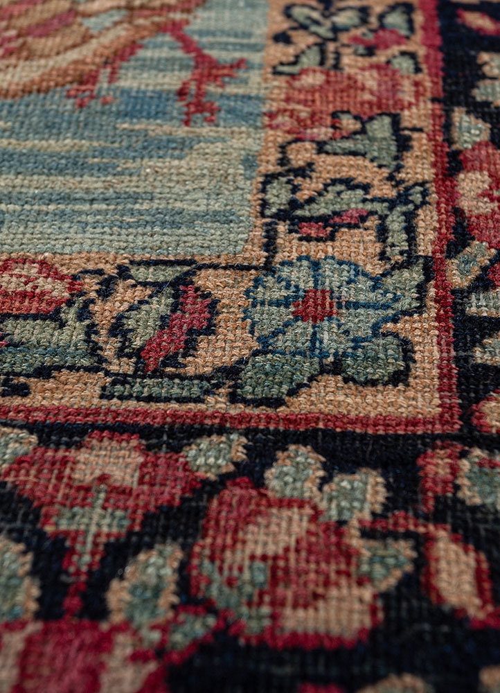 aalam pink and purple wool hand knotted Rug - CloseUp