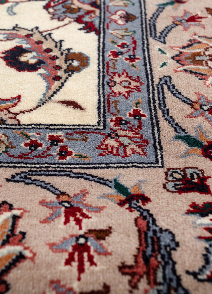 aalam beige and brown wool hand knotted Rug - CloseUp
