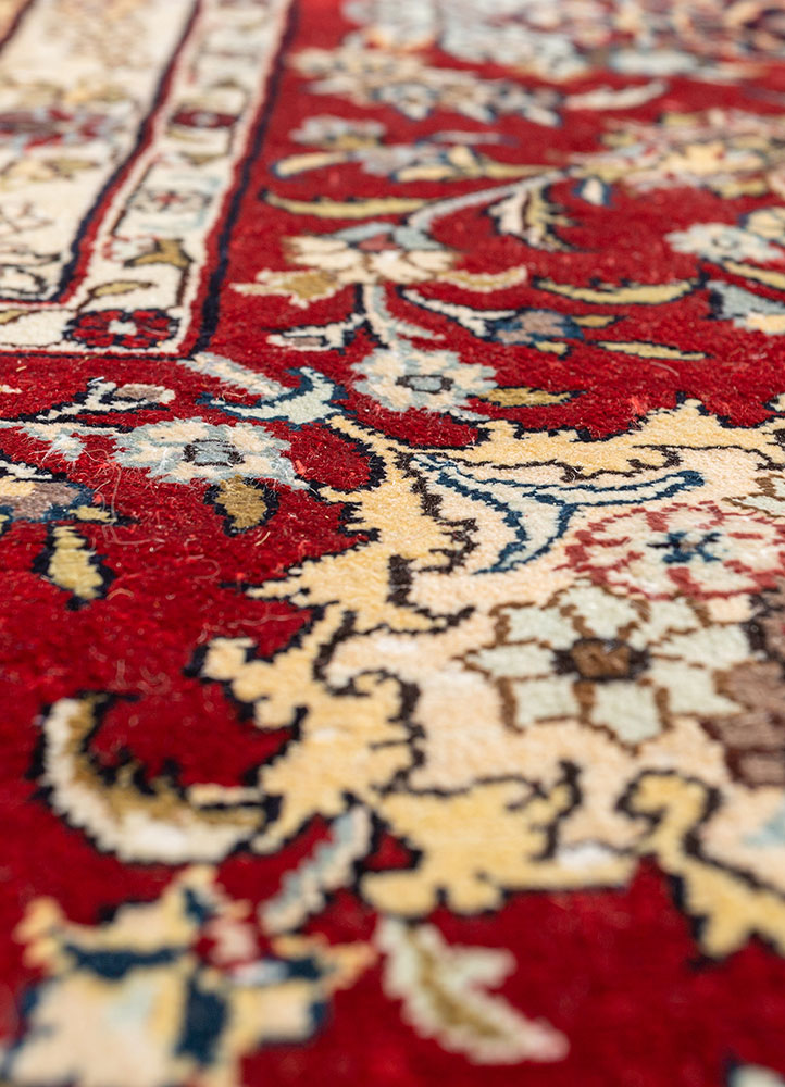 gulmarg blue silk hand knotted Rug - CloseUp