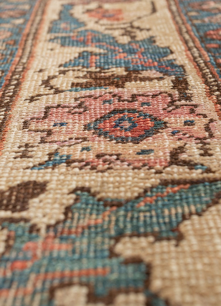 aalam pink and purple wool hand knotted Rug - CloseUp