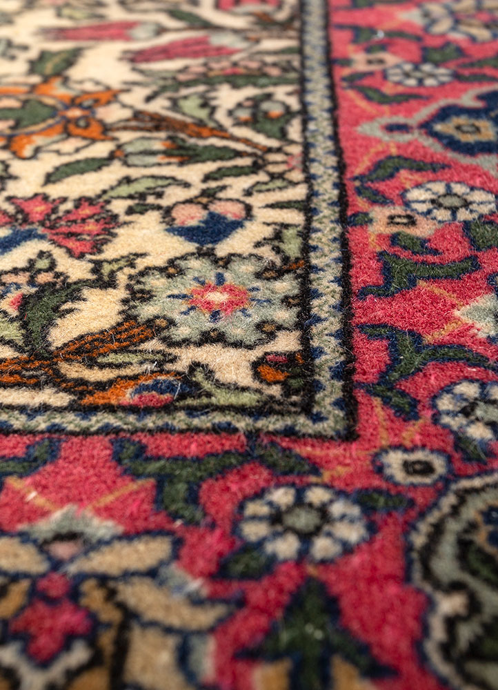 aalam blue wool hand knotted Rug - CloseUp