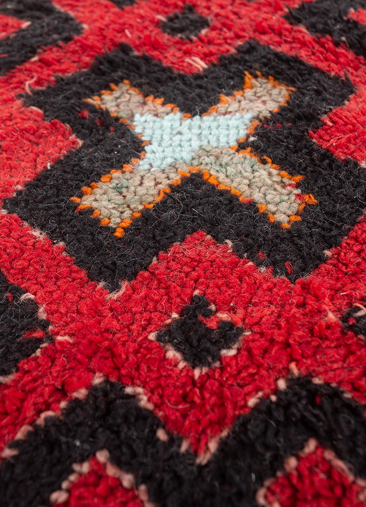 kiaan red and orange wool hand knotted Rug - CloseUp