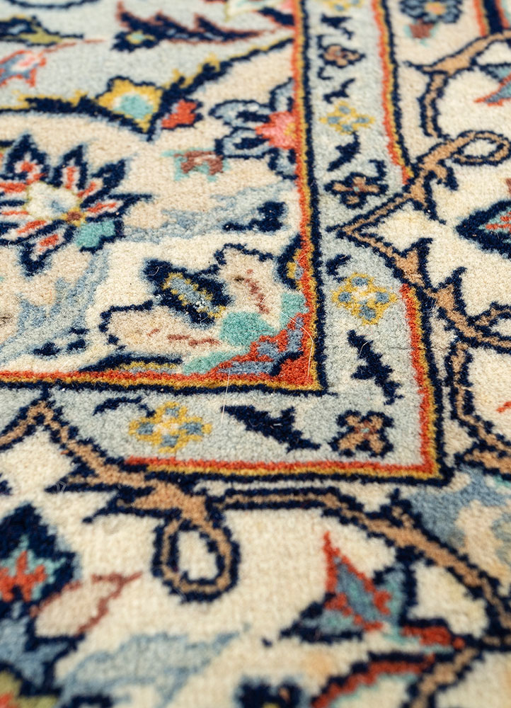 aalam beige and brown wool hand knotted Rug - CloseUp