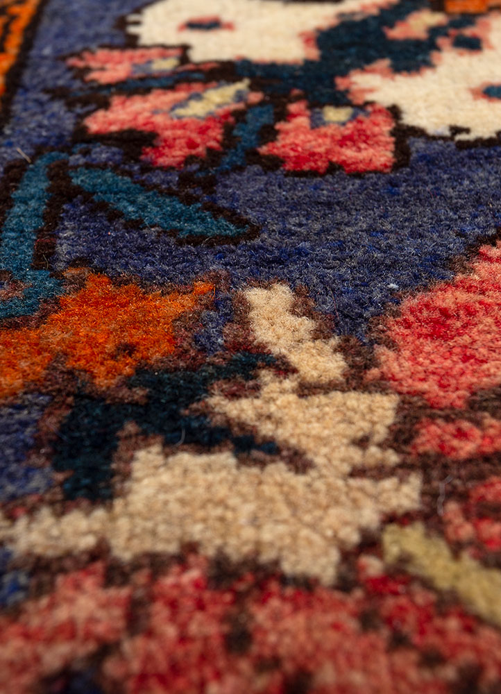 aalam pink and purple wool hand knotted Rug - CloseUp