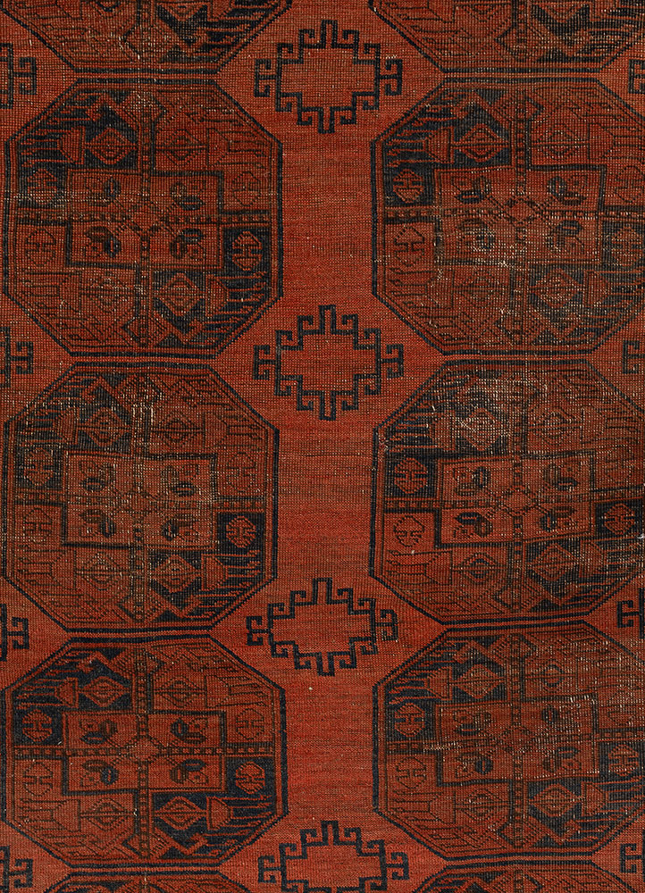 kiaan red and orange wool hand knotted Rug - CloseUp