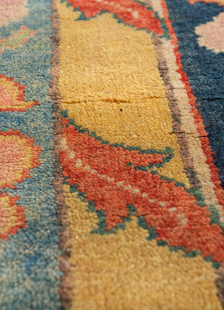 aalam blue wool hand knotted Rug - CloseUp