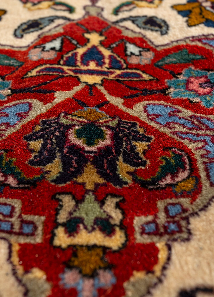 aalam gold wool and silk hand knotted Rug - CloseUp