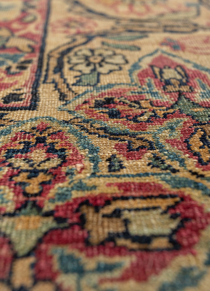 aalam green wool hand knotted Rug - CloseUp