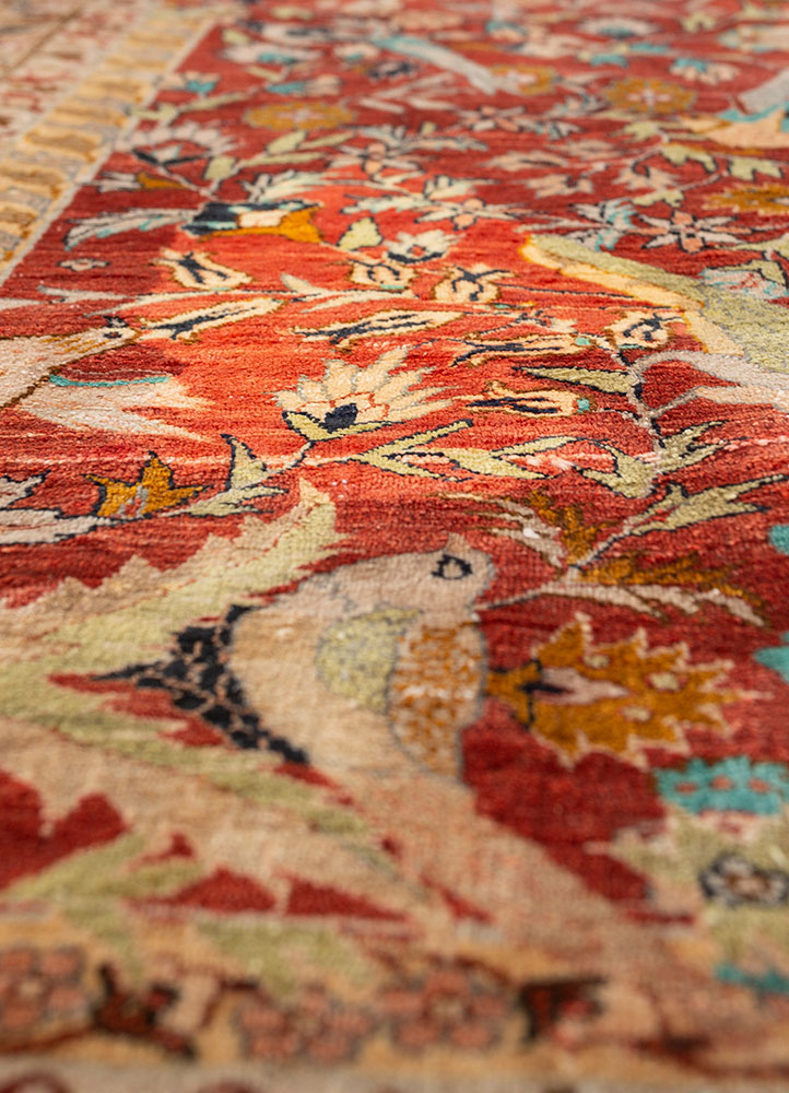 gulmarg blue silk hand knotted Rug - CloseUp