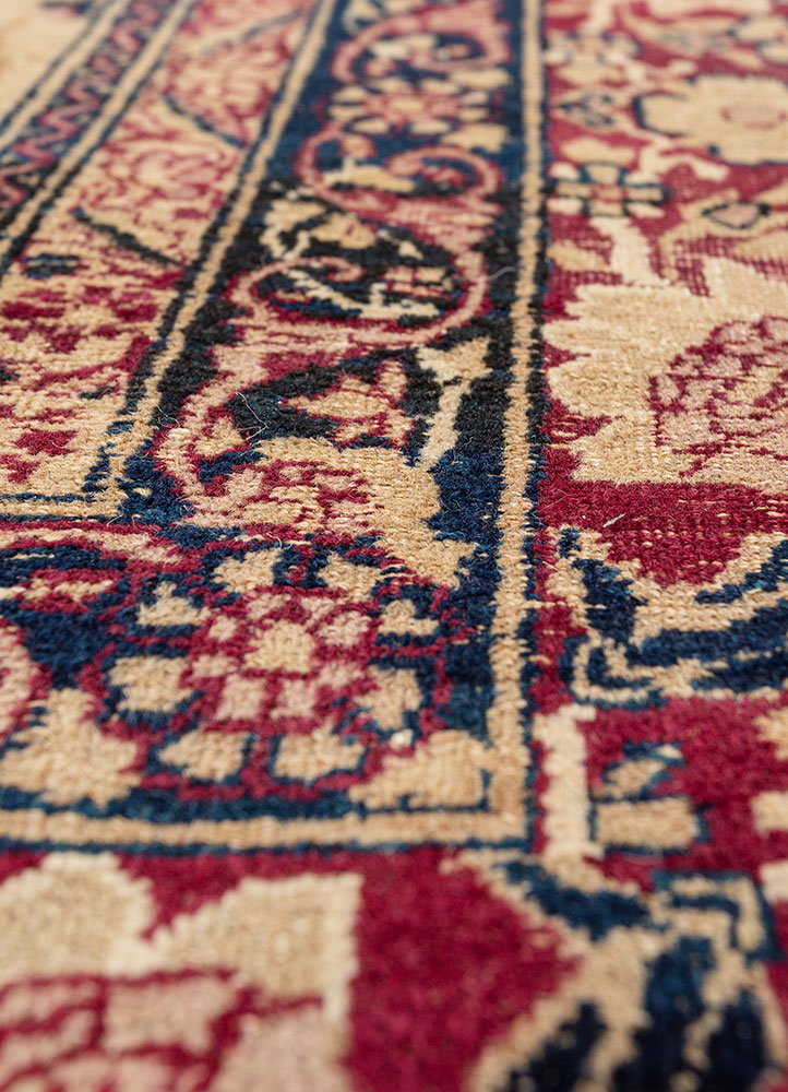 aalam pink and purple wool hand knotted Rug - CloseUp