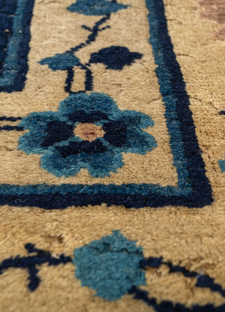 pechino blue wool hand knotted Rug - CloseUp