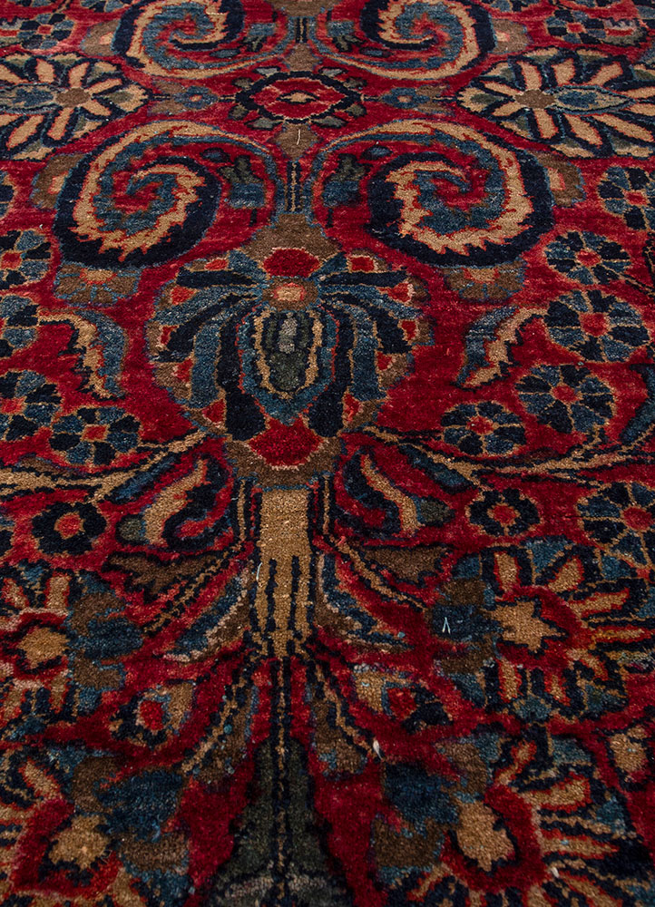 aalam pink and purple wool hand knotted Rug - CloseUp